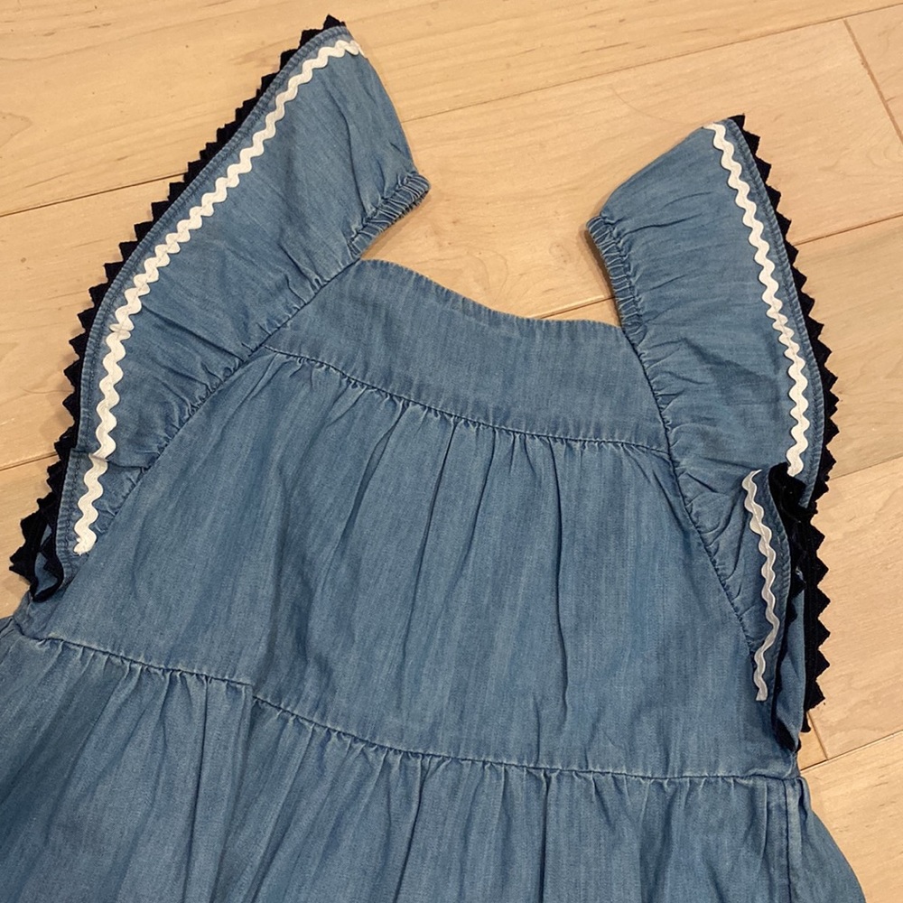 Crewcuts girls soft cotton ruffle sleeve blue denim dress 4 - Picture 10 of 11